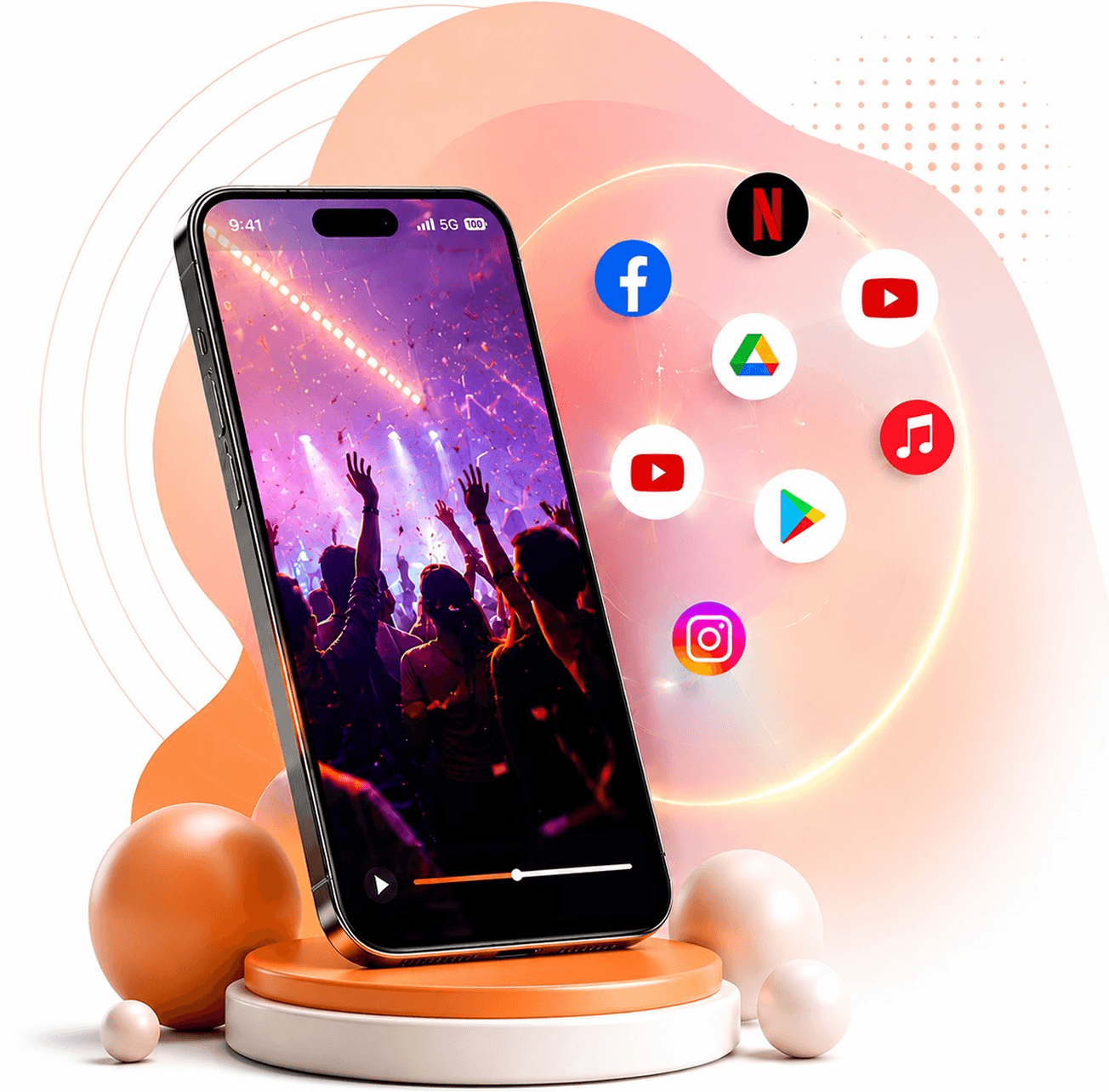 Unlimited Bundle Visual showcasing supported streaming and social apps